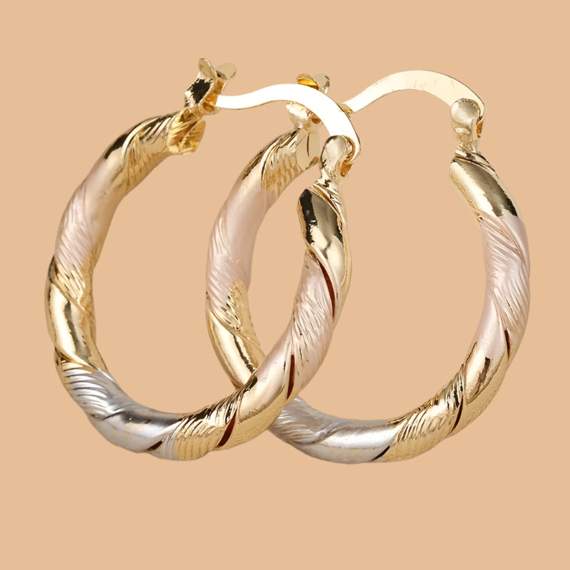 Classic Two-Tone Hoops – Refined Round Design for Women