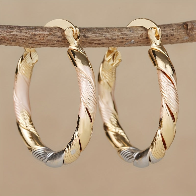 Classic Two-Tone Hoops – Refined Round Design for Women