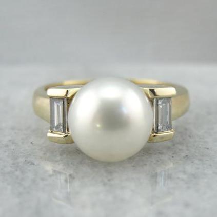Vintage Pearl & Zirconia Accent Ring