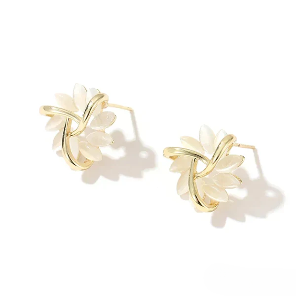 Celestial Bloom Opal Petal-Inspired Stud Earrings