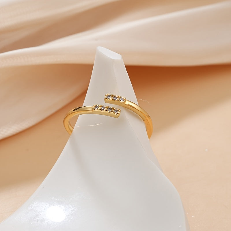 Golden Curve Radiance Ring Elegance with Cubic Zirconia Sparkle