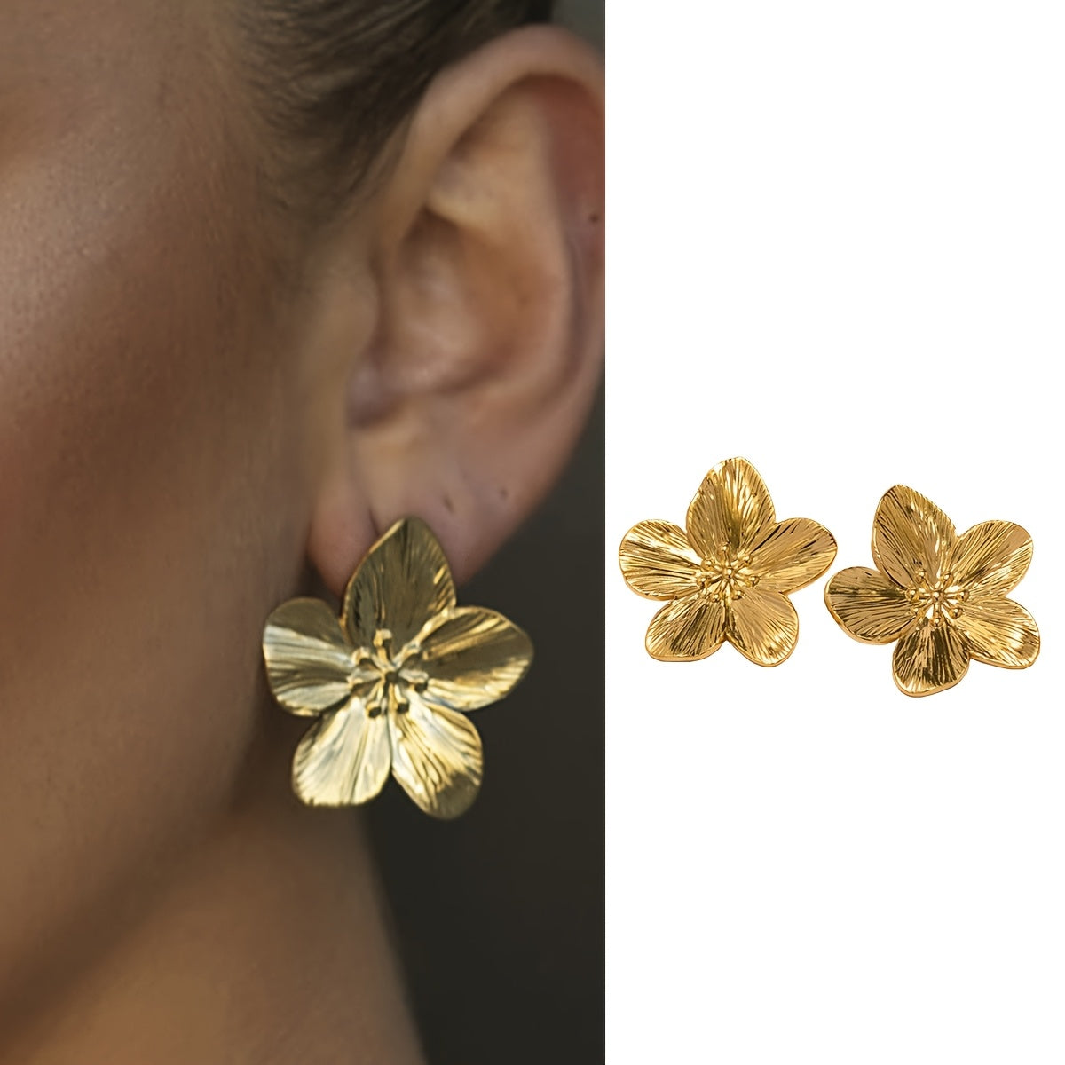 Luxe Petals Minimalist Gold Flower Earrings