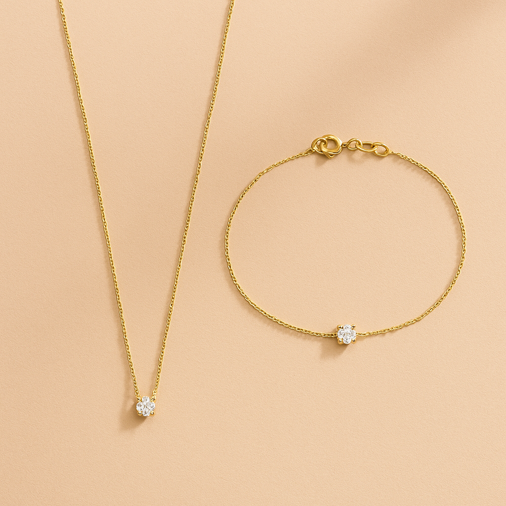 Cléa Moissanite Duo | Timeless Sparkle in 14k Gold