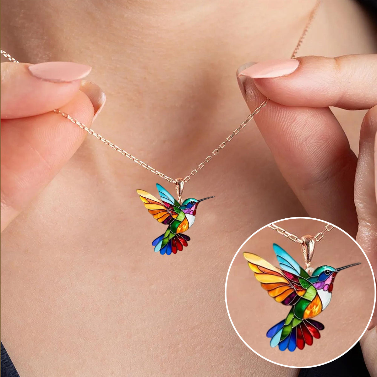 Wings of Grace Hummingbird Charm Necklace
