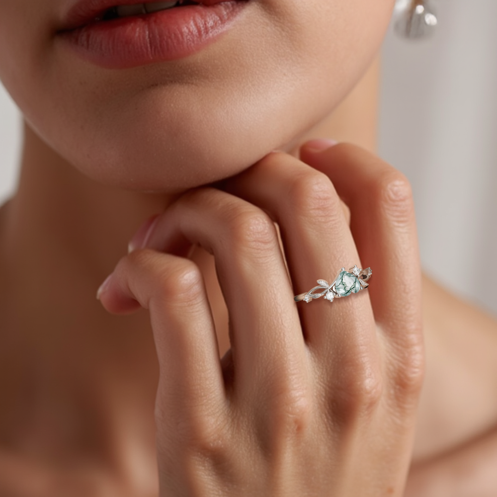 Heart-shaped gemstone ring in sterling silver
