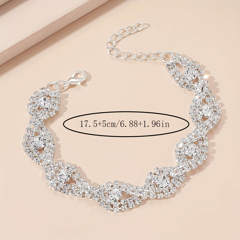 Sparkling Rhinestone Twisted Bracelet – For Women