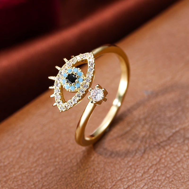 Celestial Eye Blue Gem Accent Ring for Luck & Style