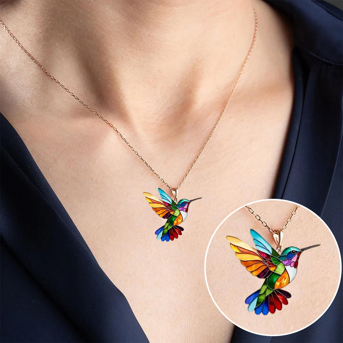 Wings of Grace Hummingbird Charm Necklace