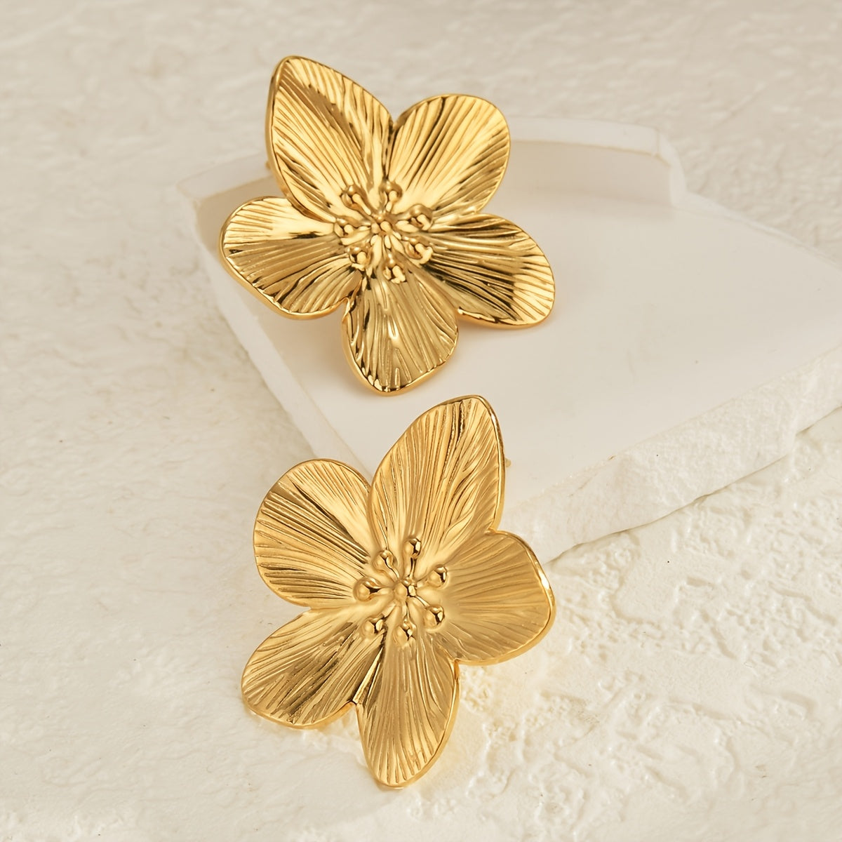Luxe Petals Minimalist Gold Flower Earrings