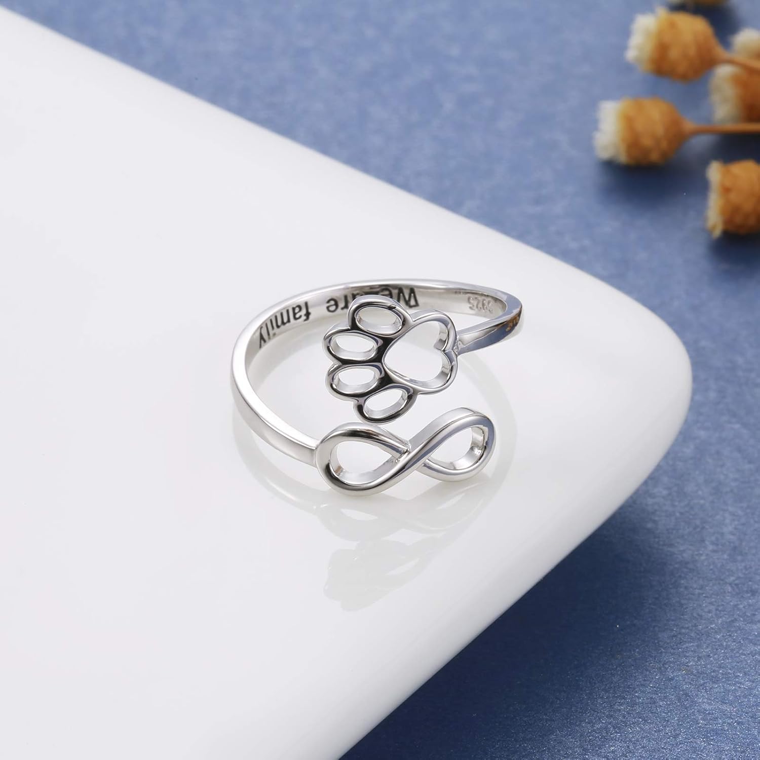 NIVI - Adjustable Paw-Heart Ring Made From Hand-Finished 925 Silver