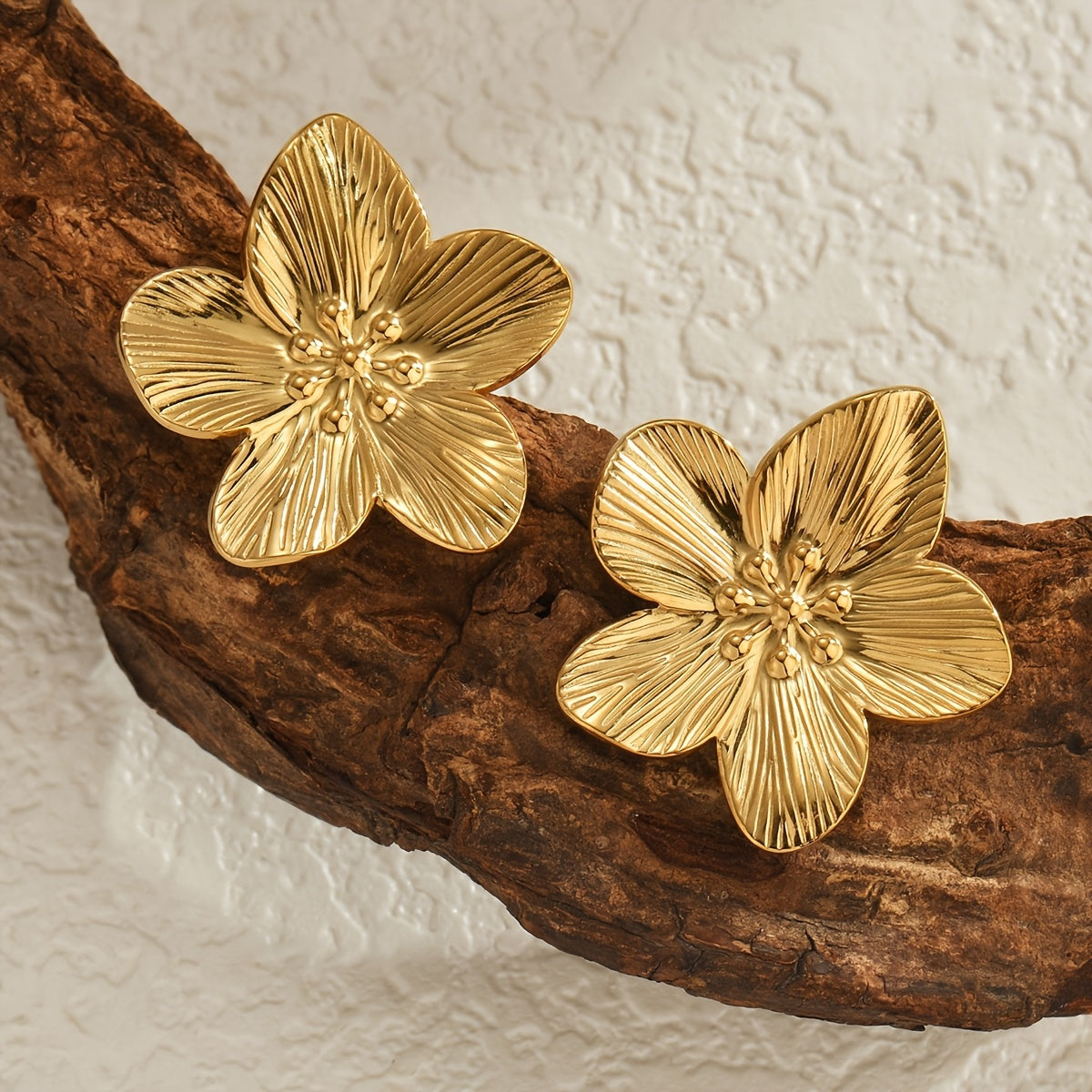 Luxe Petals Minimalist Gold Flower Earrings