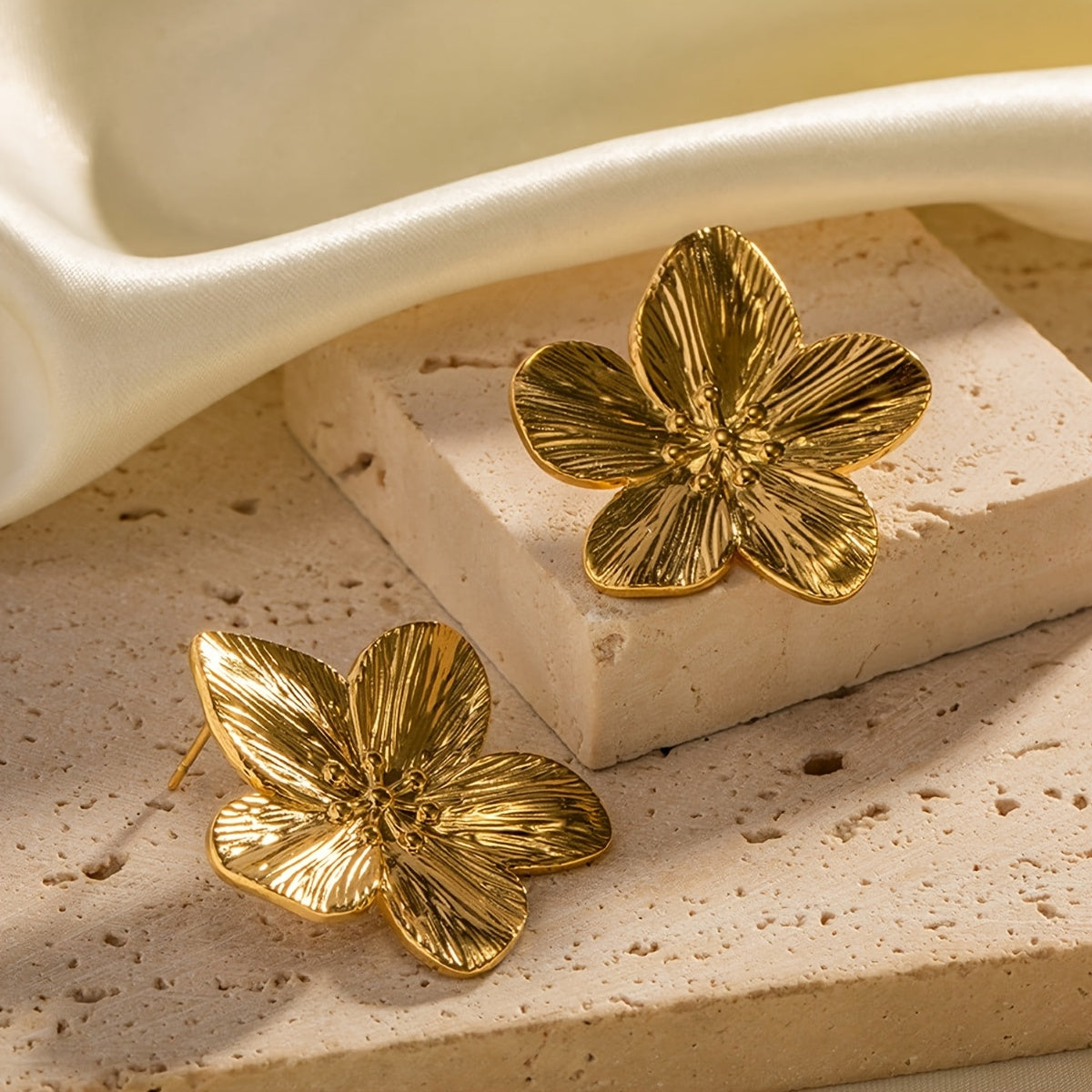 Luxe Petals Minimalist Gold Flower Earrings