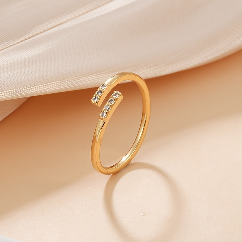 Golden Curve Radiance Ring Elegance with Cubic Zirconia Sparkle