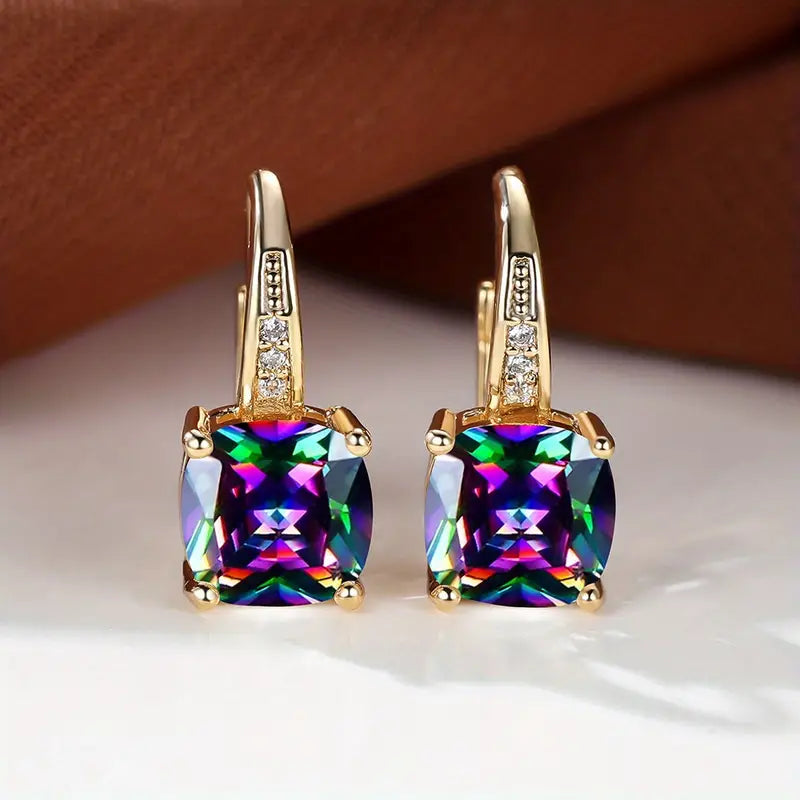 Gold Mystic Sapphire Earrings
