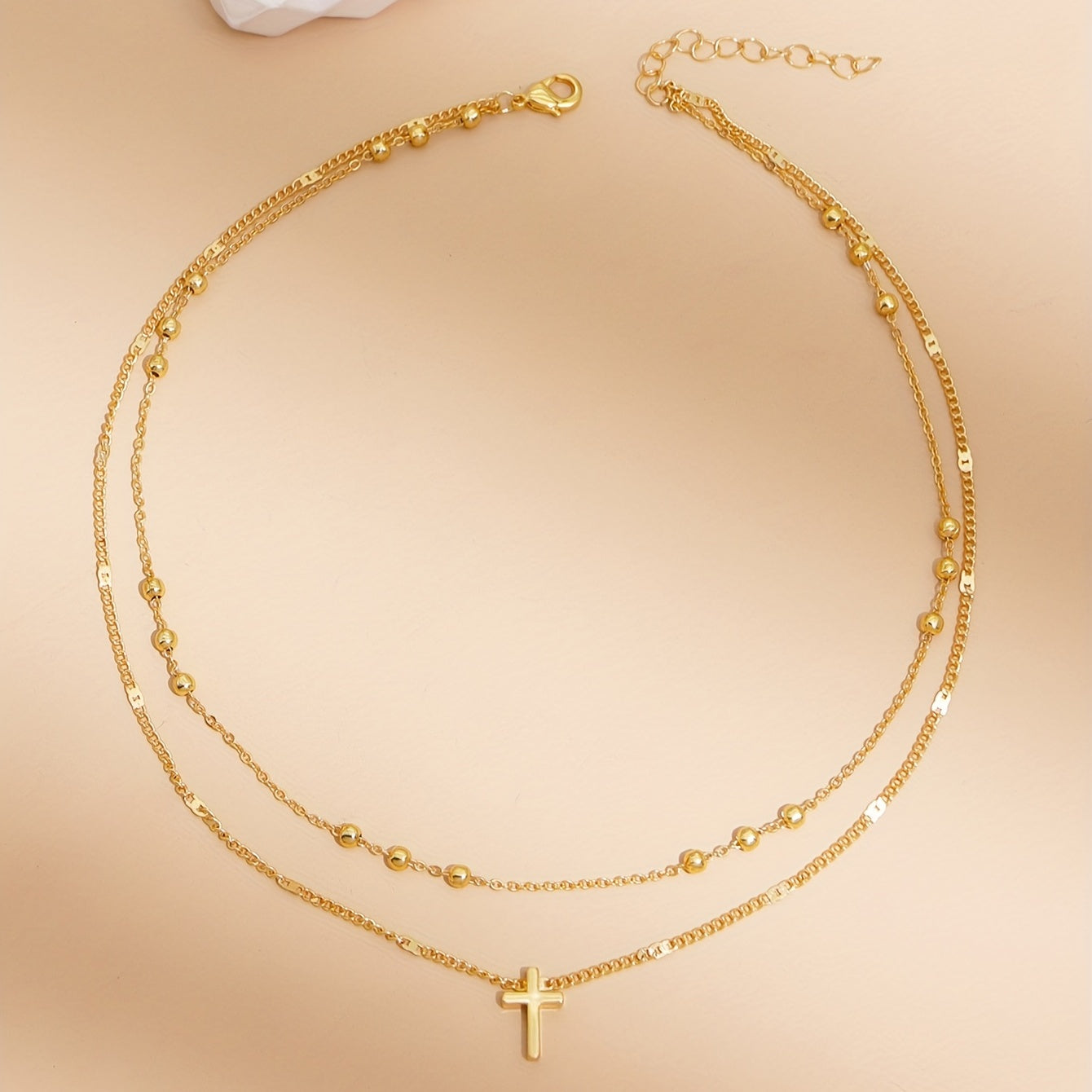 Siena | Cross & Beads Layered Necklace