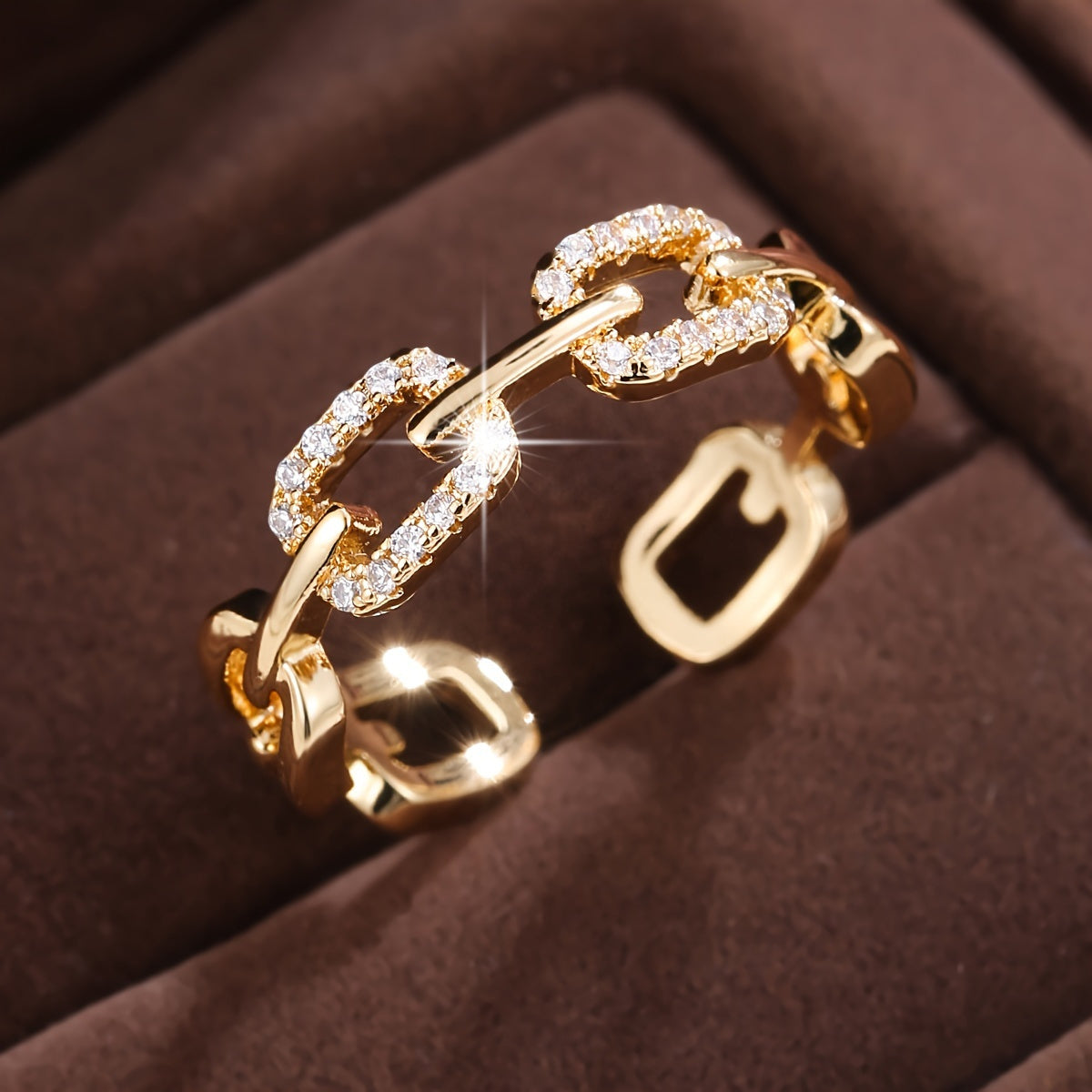 LustraBond Elegant Open Ring with Zircon Glow