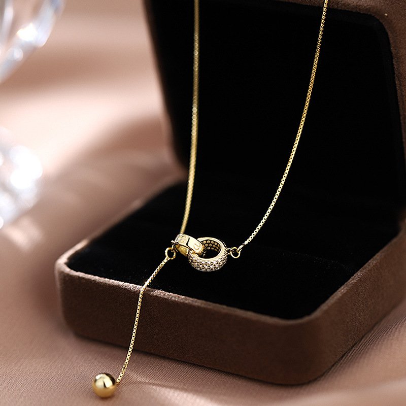 Interlinked Grace: Gold-Plated Double Ring Necklace