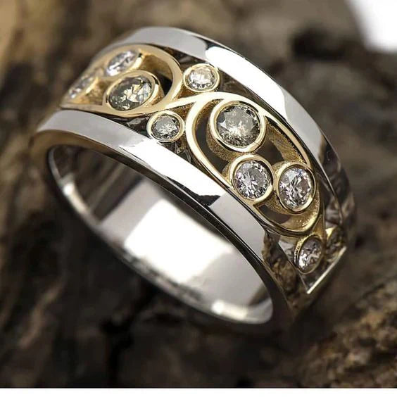 Vintage Ivy Ring in Gold & Silver with Sparkling Zirconia