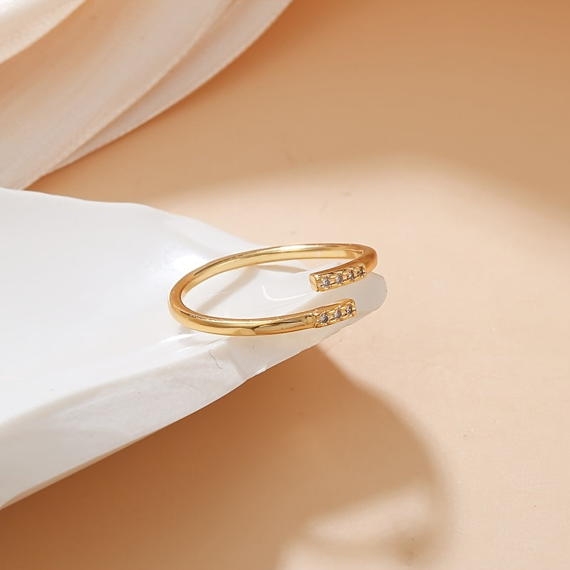 Golden Curve Radiance Ring Elegance with Cubic Zirconia Sparkle