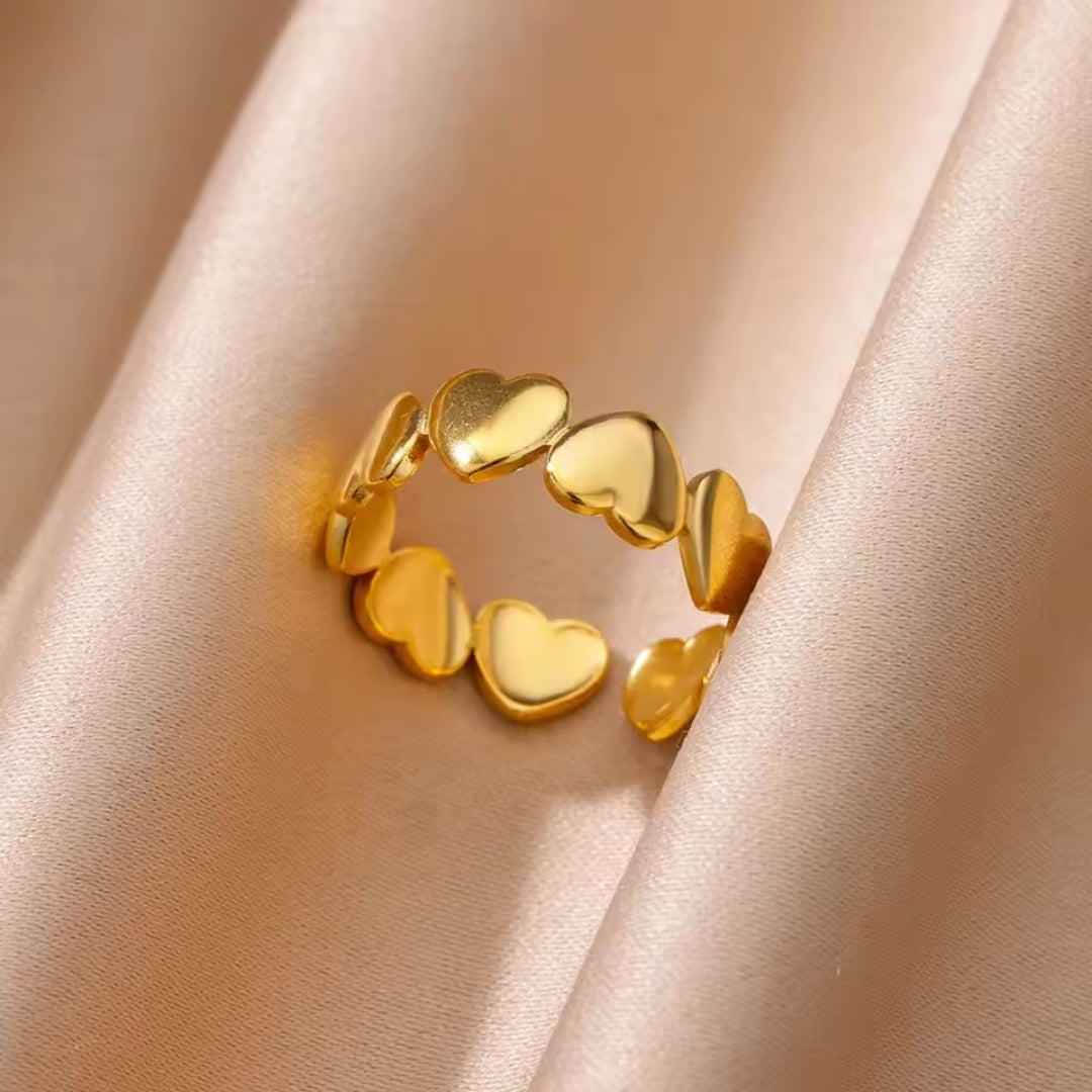 Adjustable Heart-Shaped Gold Ring