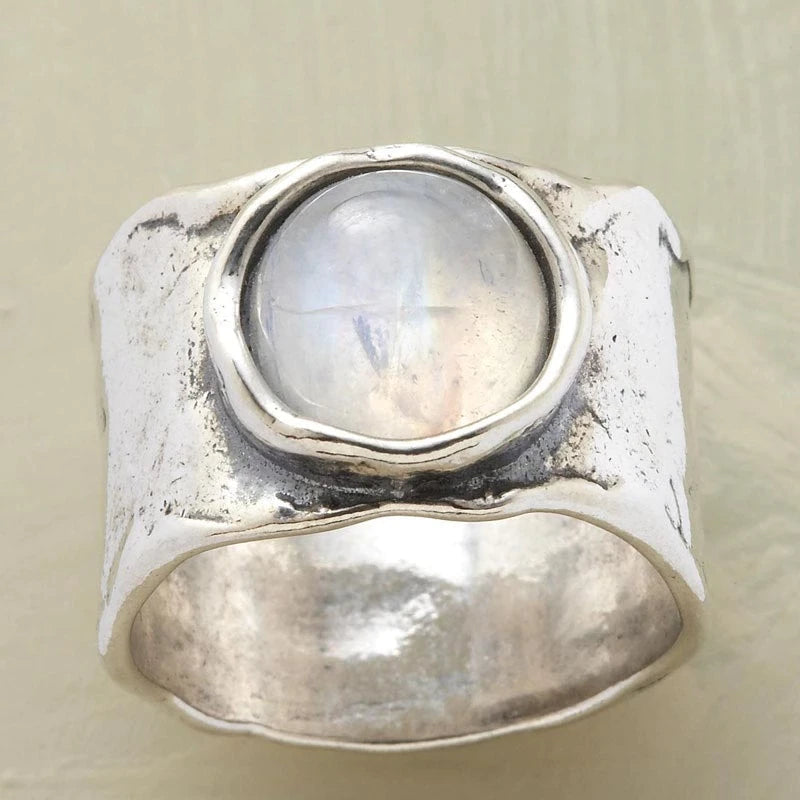 Moonstone Ring in Polished Silver