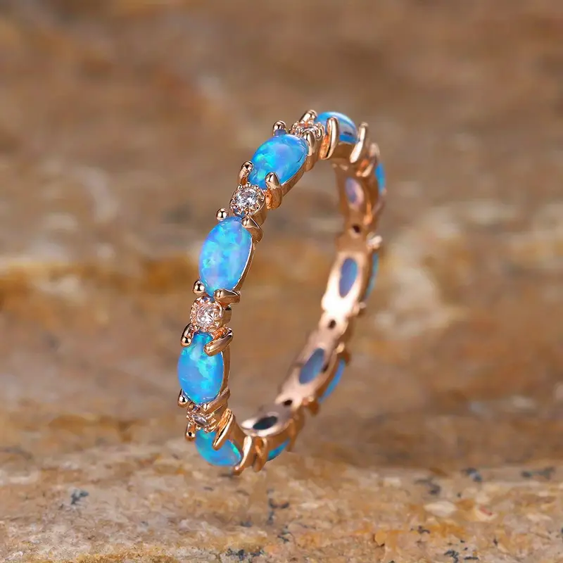 Blue Opal Ring in Gold Setting