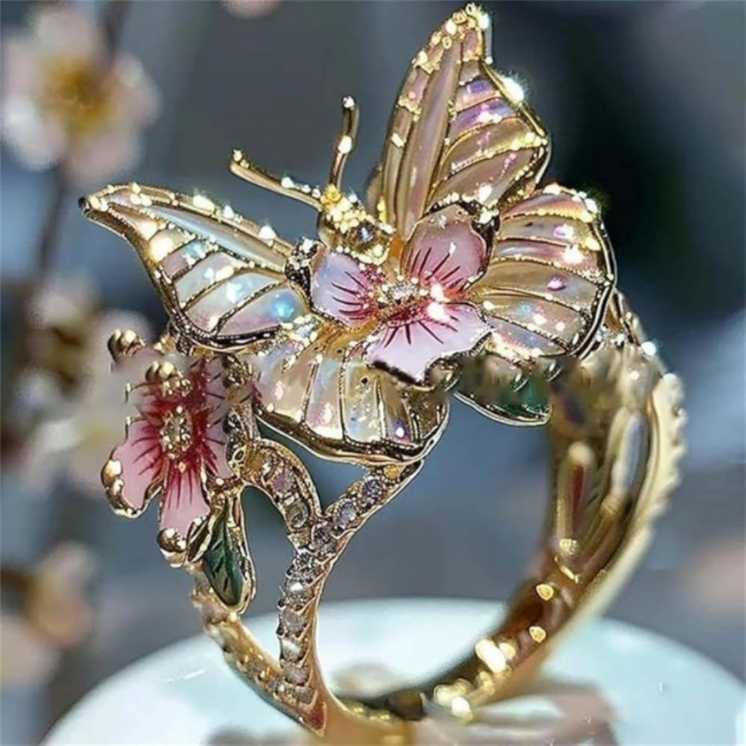 Radiant Butterfly Ring in Gold Finish