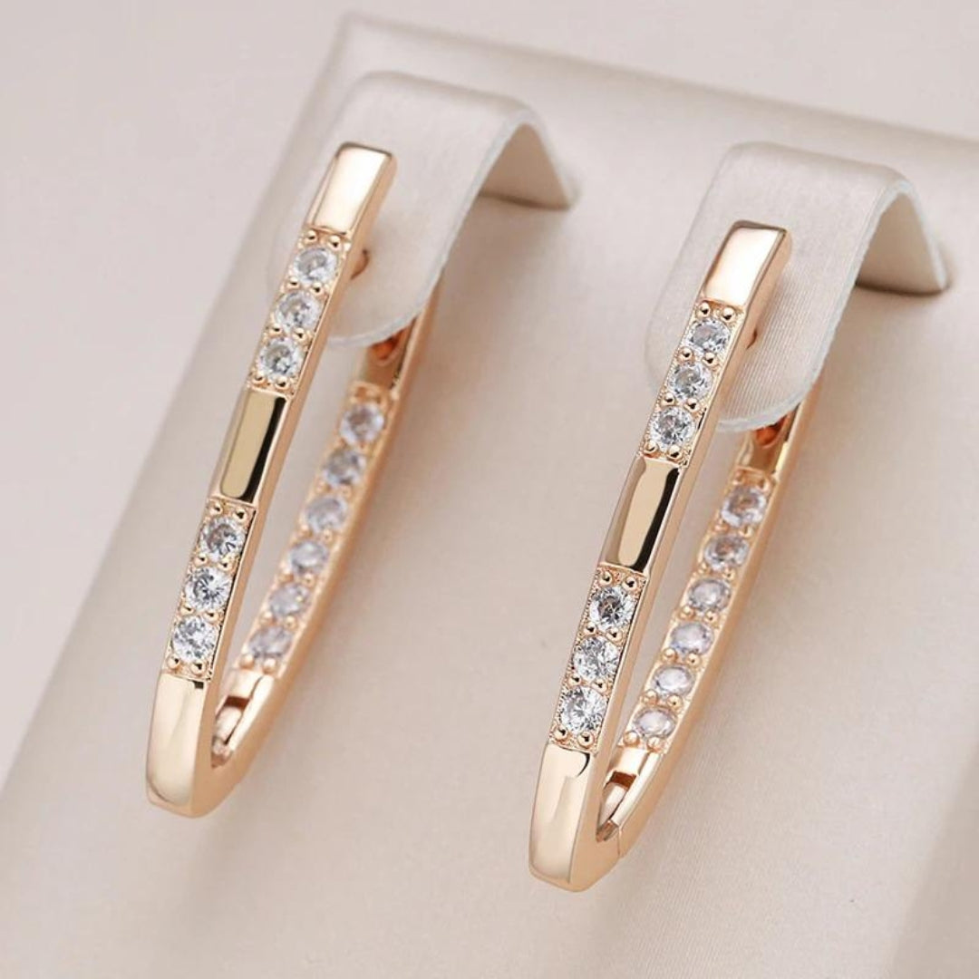 Elegant Gold Zirconia Earrings – Timeless Sparkle, Modern Grace
