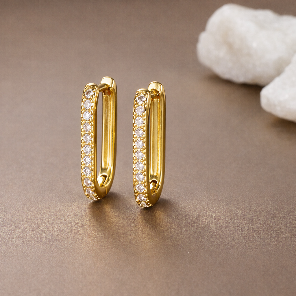 Sparkling Pavé Hoops in 16k Gold | Bold & Refined