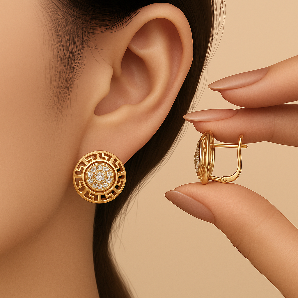 Vintage 14K Gold-Plated Hoop Earrings with Sparkling Cubic Zirconia