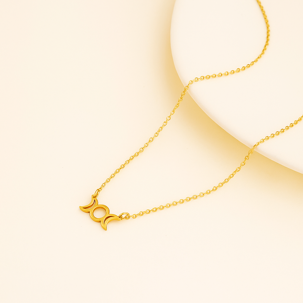 Vintage 18K Gold Plated Triquetra Moon Phase Necklace