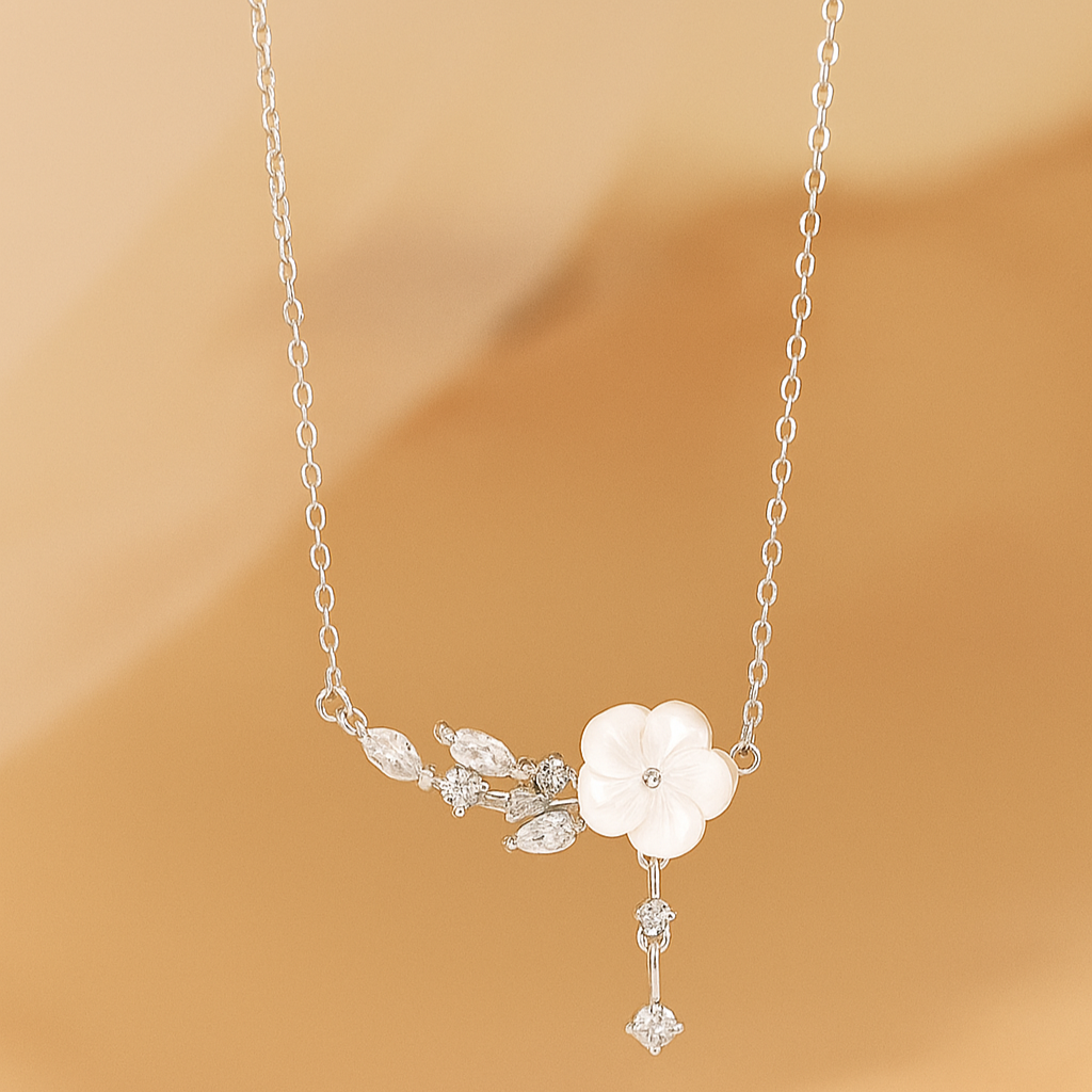 Luxurious Camellia Tassel Pendant Necklace