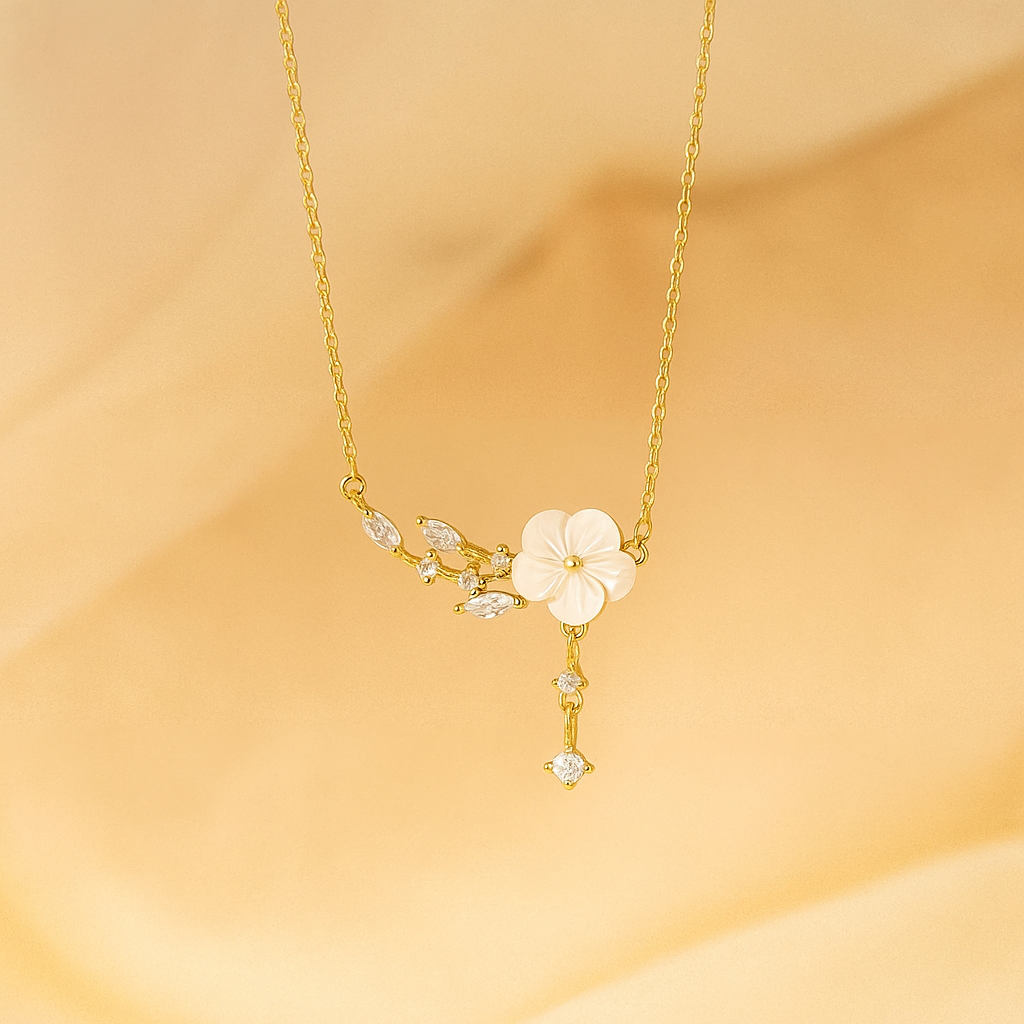 Luxurious Camellia Tassel Pendant Necklace