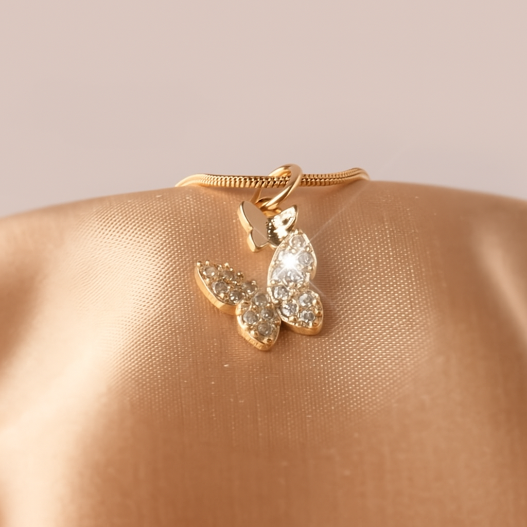 Butterfly Necklace with Synthetic Zirconia – Sparkling Jewelry