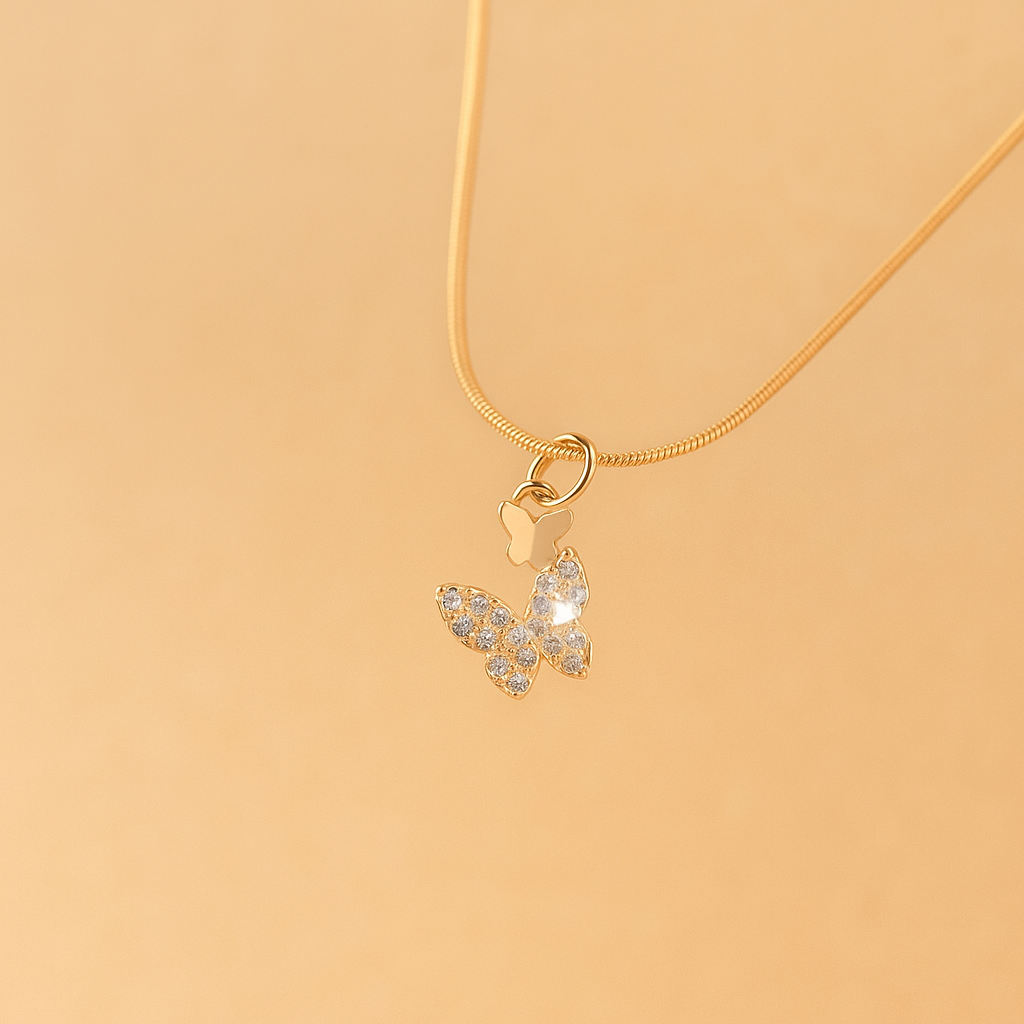 Butterfly Necklace with Synthetic Zirconia – Sparkling Jewelry