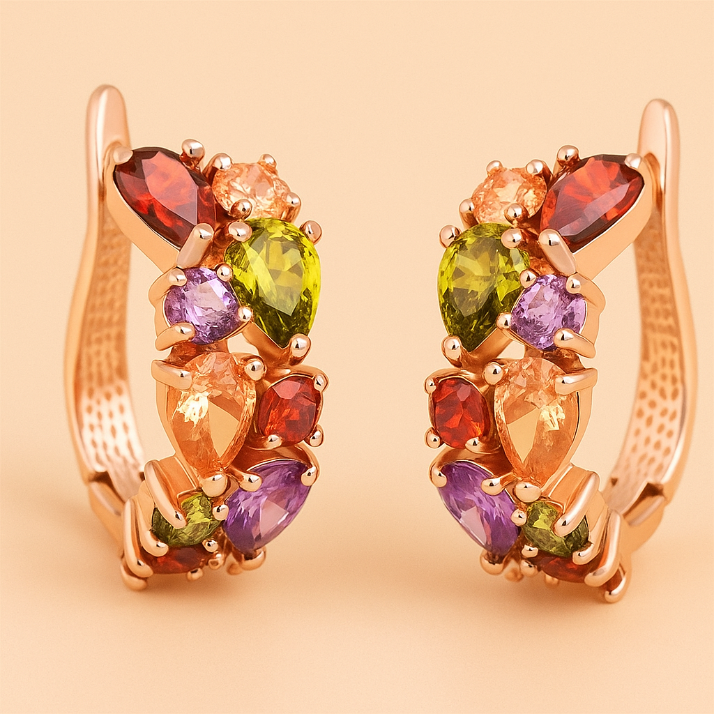 Stunning Multicolor Zirconia Hoop Earrings