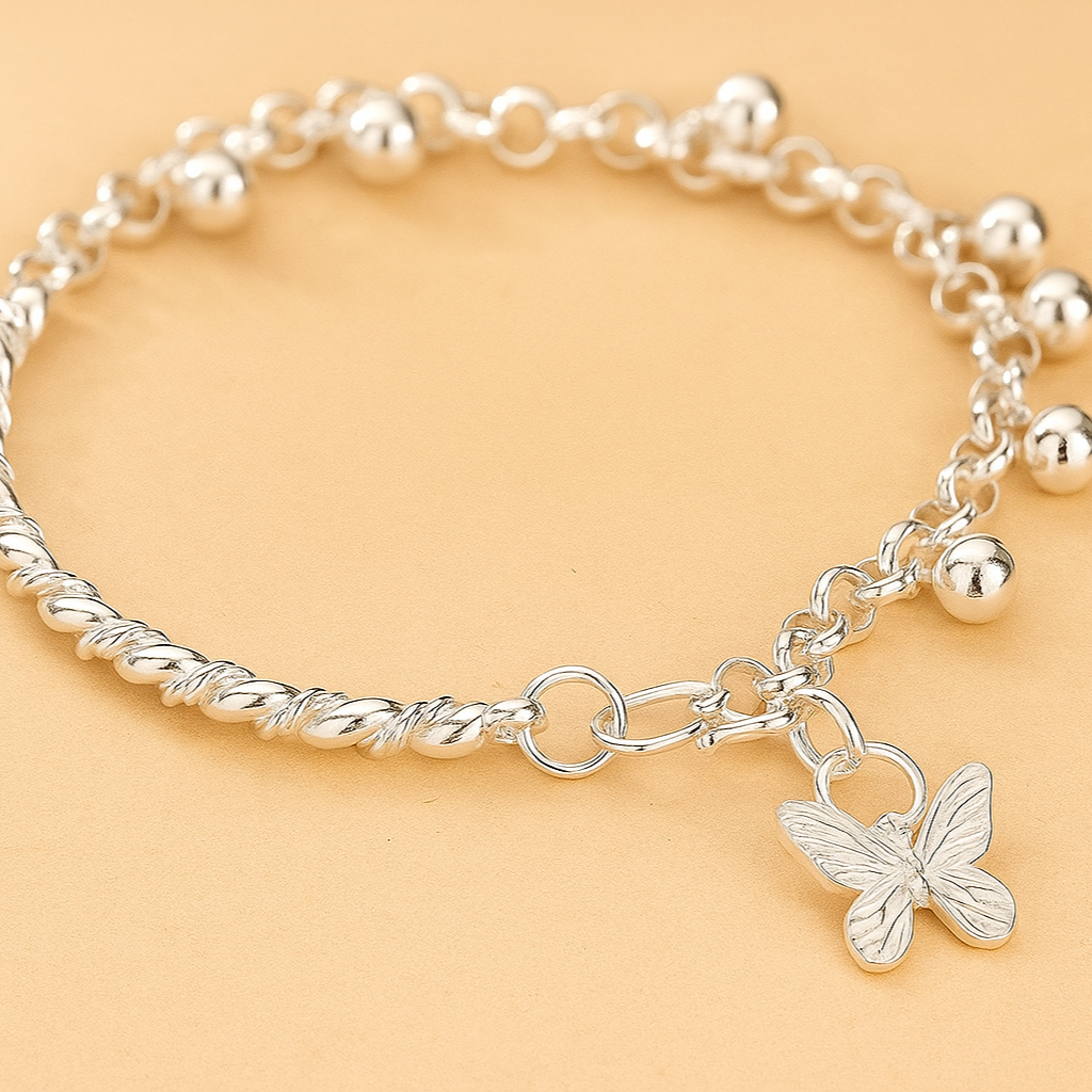 Butterfly Bell Bracelet – 925 Silver Plated
