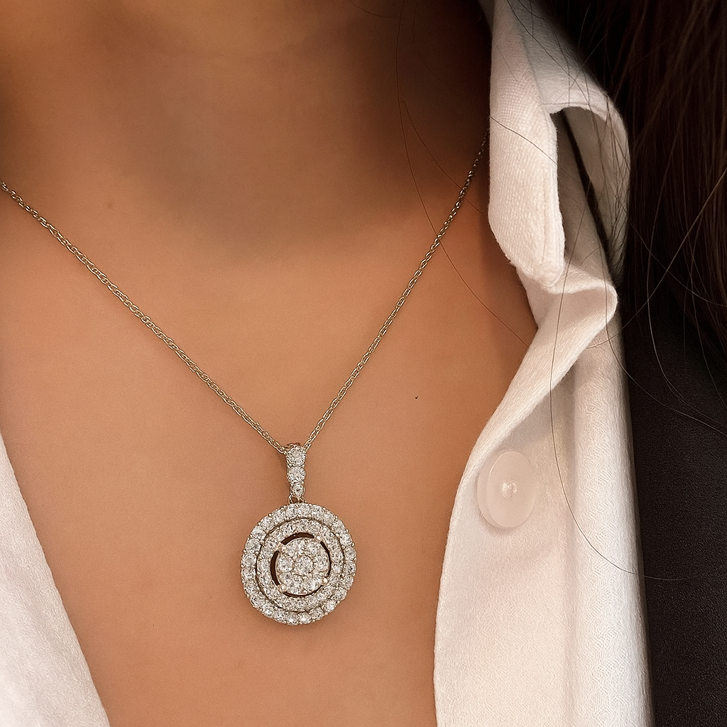Luxury Shiny Round Zirconia Pendant Necklace