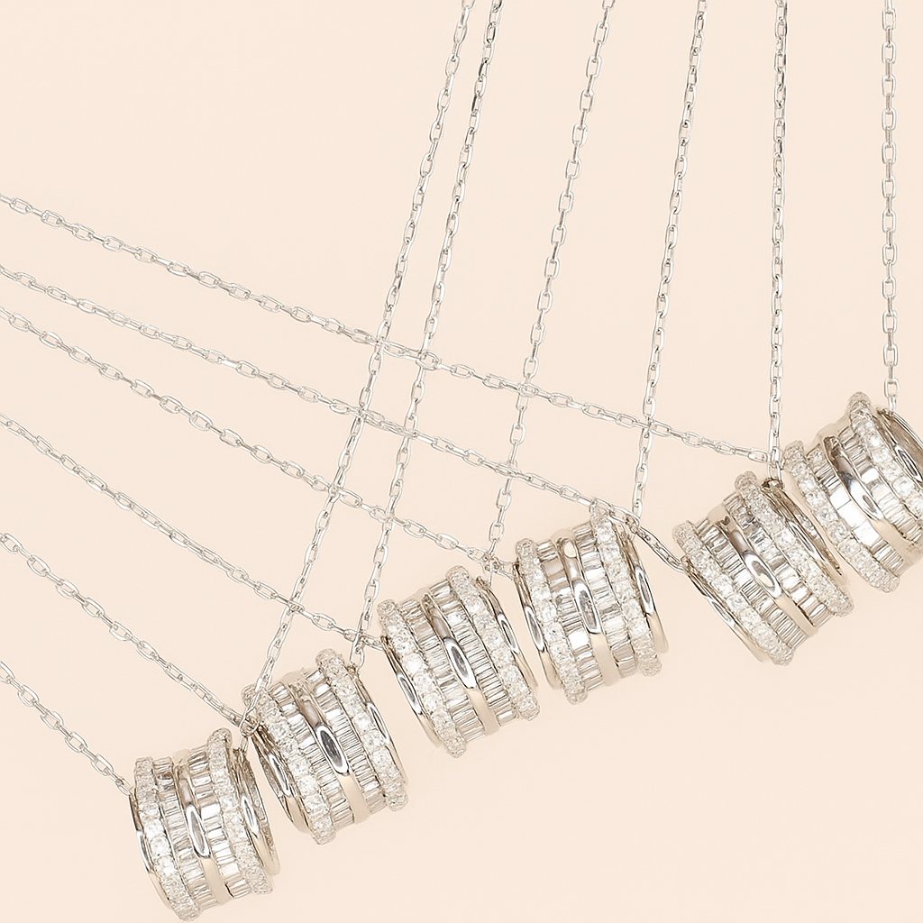 Geometric Circle Pendant Necklace with Sparkling Synthetic Zirconia