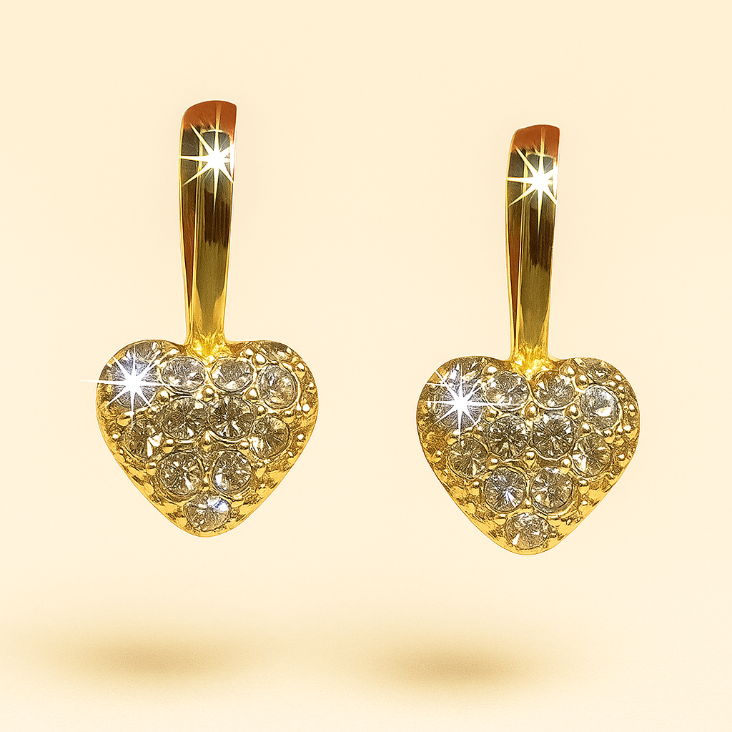 Luxury Heart-Shaped Dangle Earrings with Sparkling Rhinestones