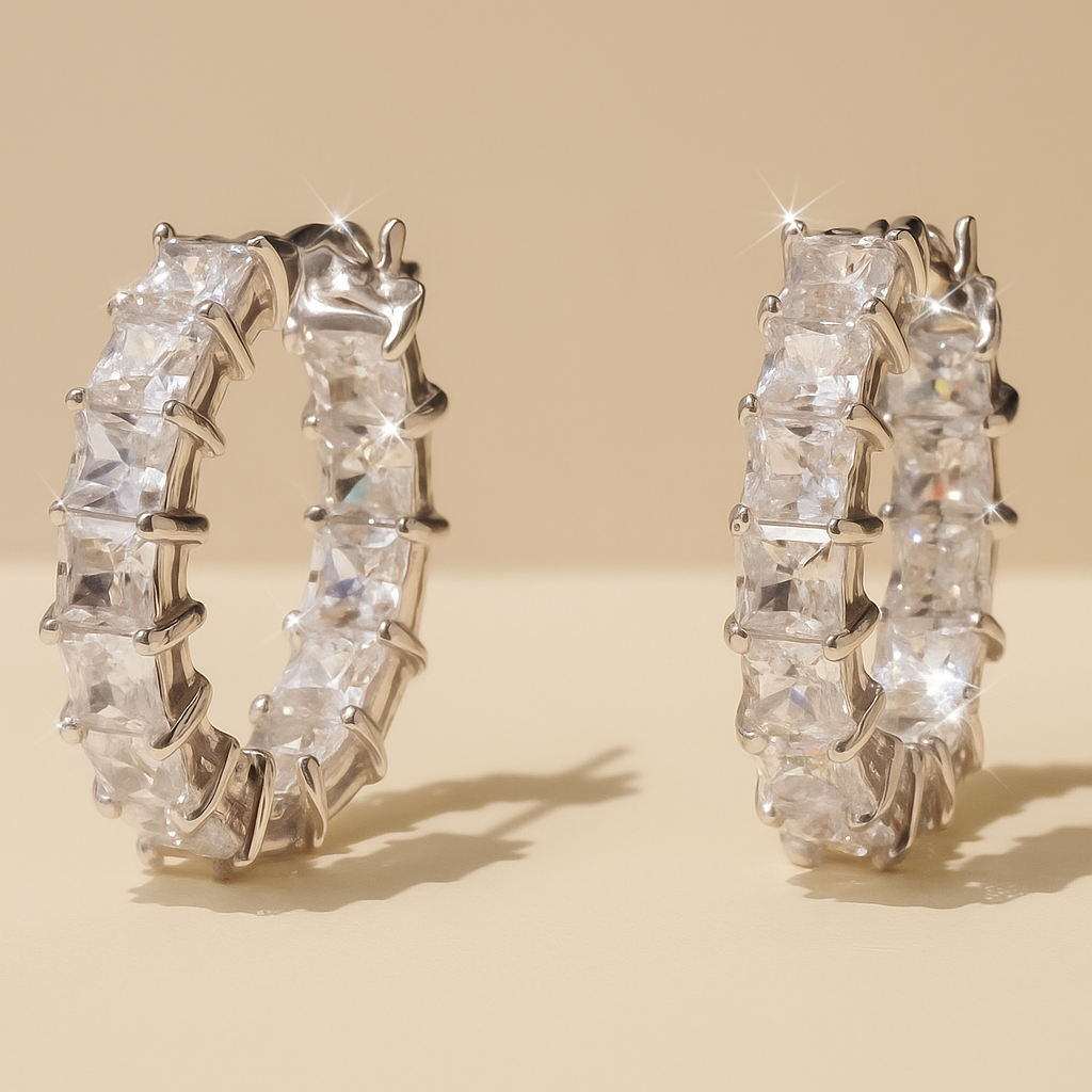 Luxurious Square Zirconia Hoop Earrings for Women