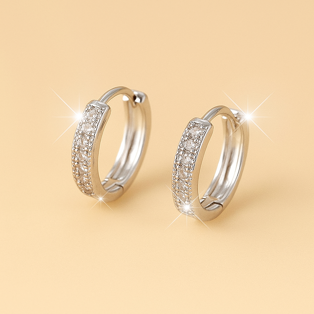 Elegant Women's Hoop Earrings with Sparkling Zirconia