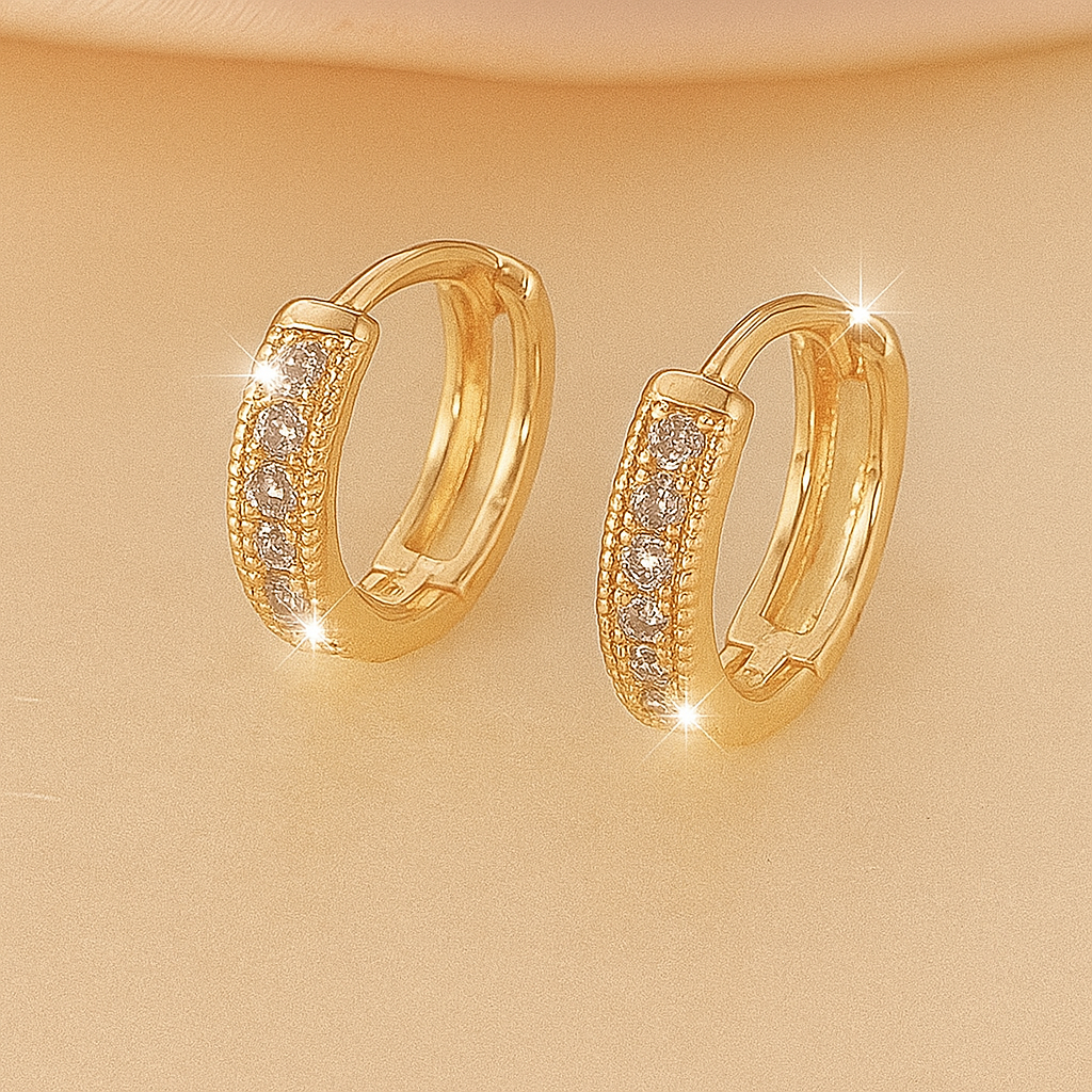Elegant Women's Hoop Earrings with Sparkling Zirconia