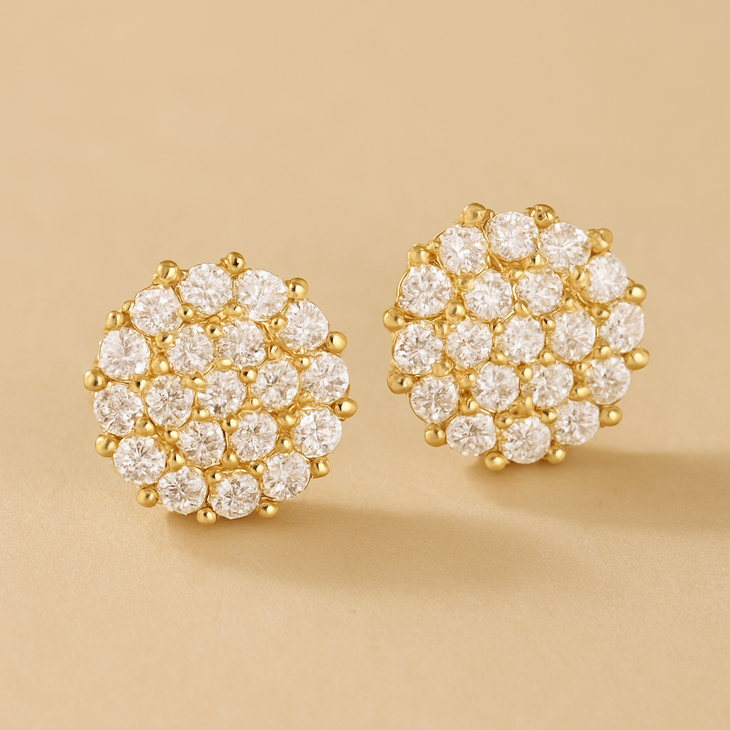 Luxurious Flower-Shaped Copper Earrings with Sparkling Synthetic Zirconia