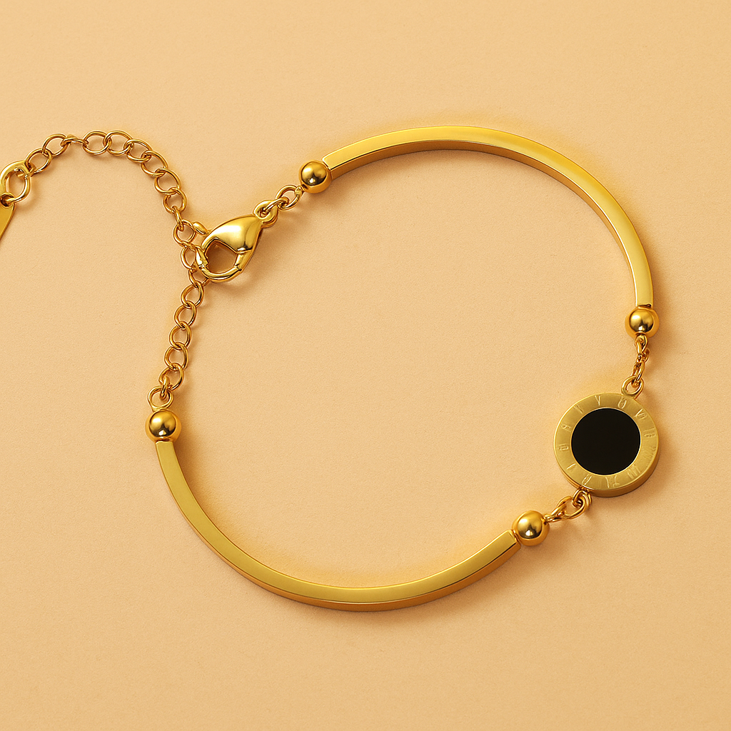 Timeless Gold Bracelet with Black Shell – For Women