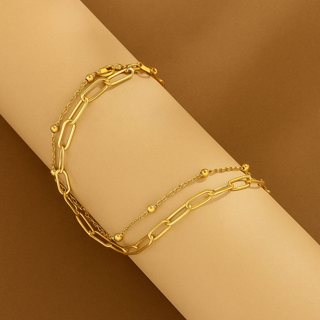 Elegant Double-Layer 18K Gold Plated Bracelet