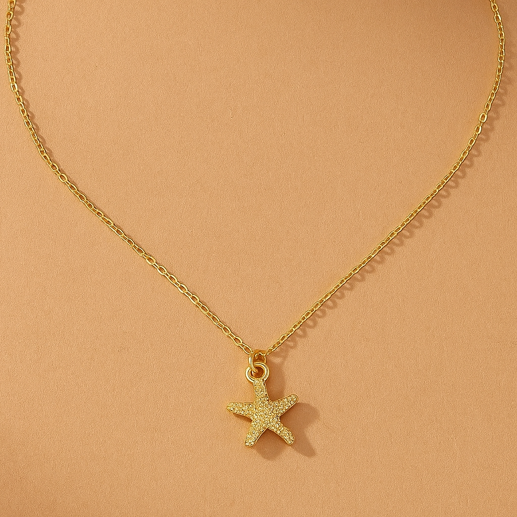 Summer Vibes Necklace – Gold Starfish Pendant