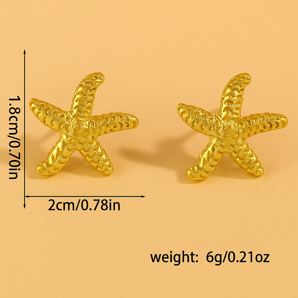 Ocean-Inspired Starfish Stud Earrings