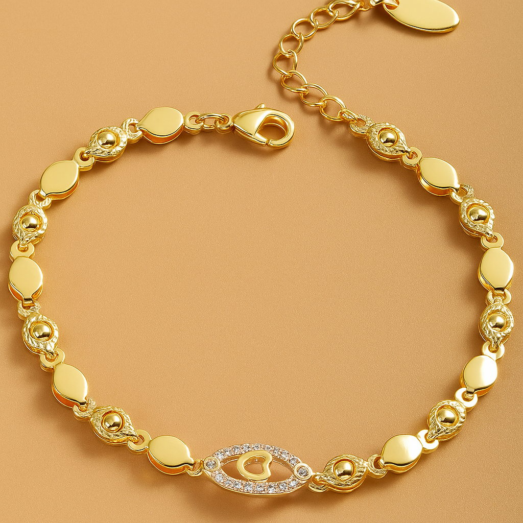 Cubic Zirconia Heart & Leaf Bracelet for Women