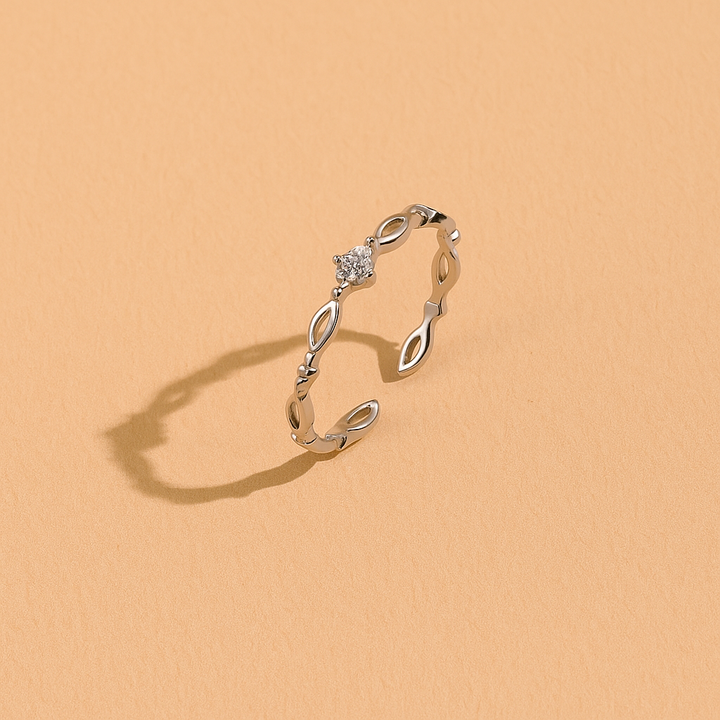 Delicate Copper Open Ring with Inlaid Zirconia